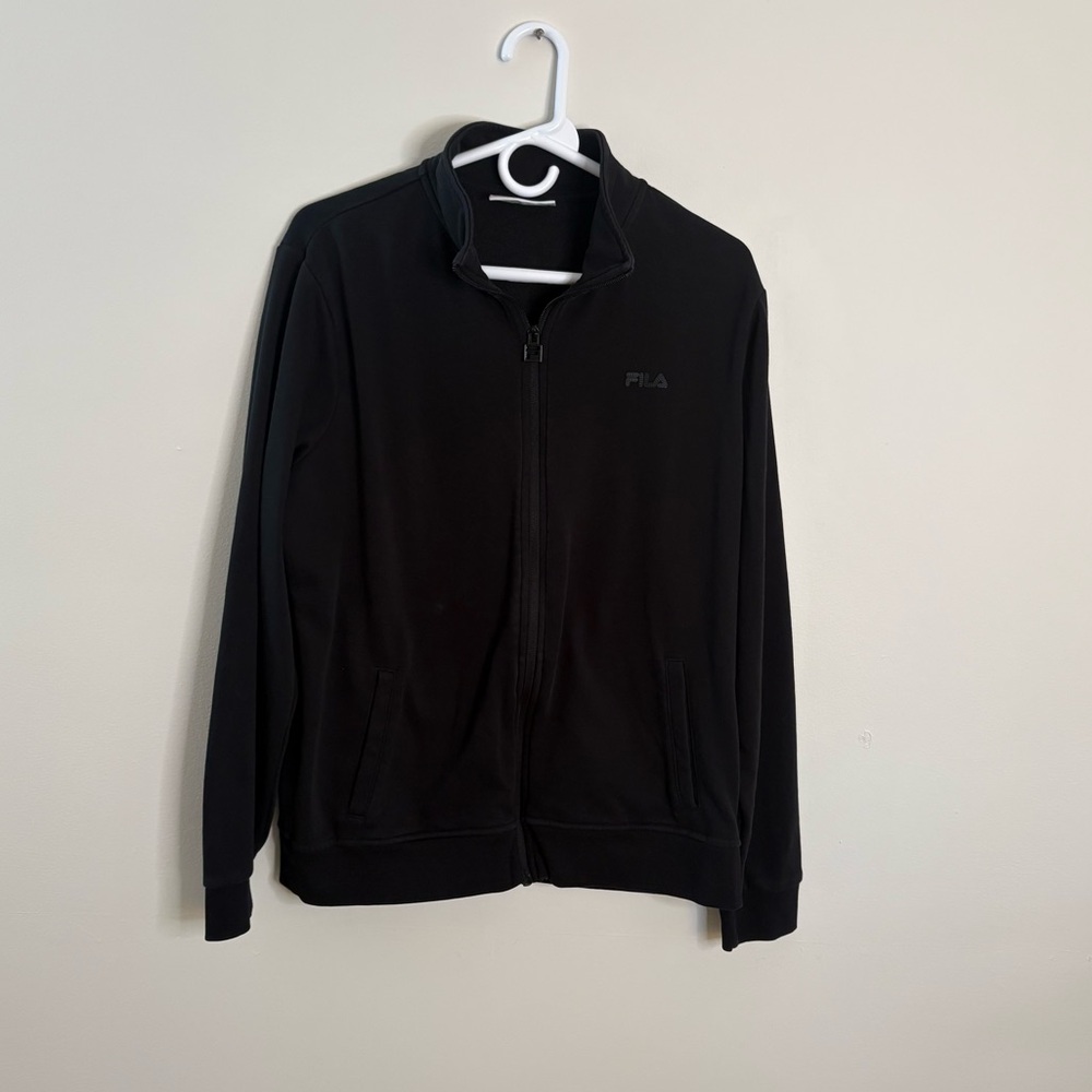 Fila Black Zip-Up Sweater Classic Style Womens Size XL athletic top